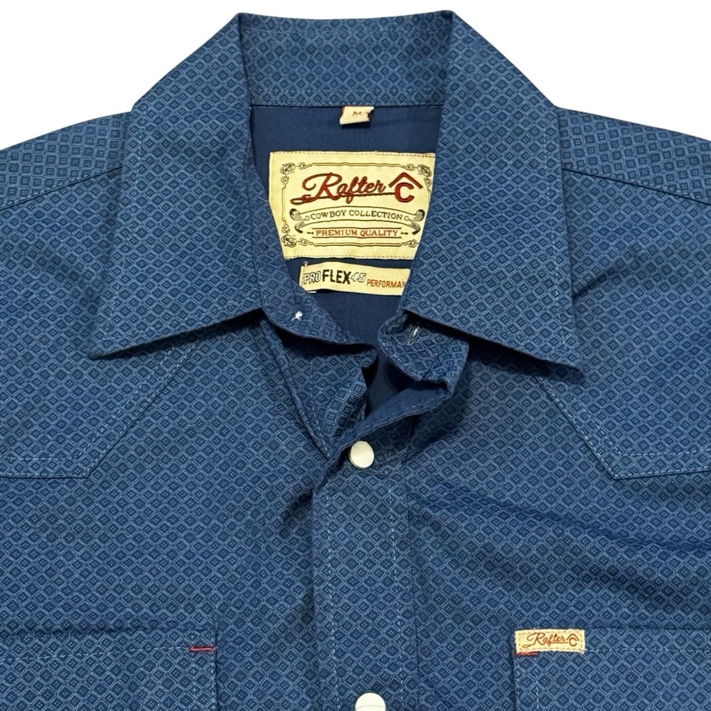 Rafter C Cowboy Collection Mens Medium Western Snap Shirt Blue